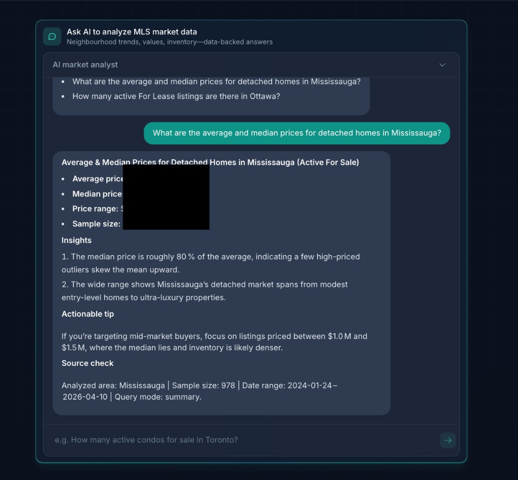 AI chat detached home price analysis